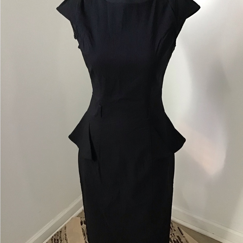 XOXO Black Peplum Midi Sheath Dress